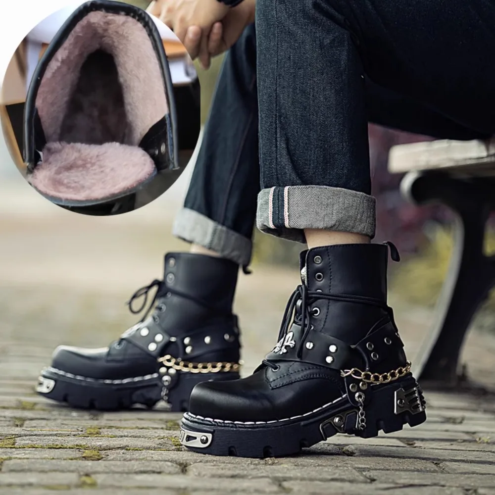 남성 패션 정품 가죽 오토바이 부츠, 펑크 고스 해골  - Motorcycle Chain 리뷰 및 가격